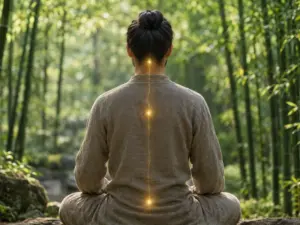 Qigong Meditation im Wald (KI generiertes Bild)