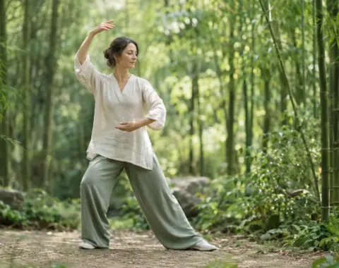 Qigong im Wald (KI generiertes Bild)